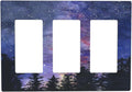 Light Switch Covers Dream Milky Way Starry Forest Pine Watercolor Painting 3 Gang Rocker Electrical GFCI Decorative Triple Outlet Wall Plate Cover Switchplate for Bedroom Home Decor