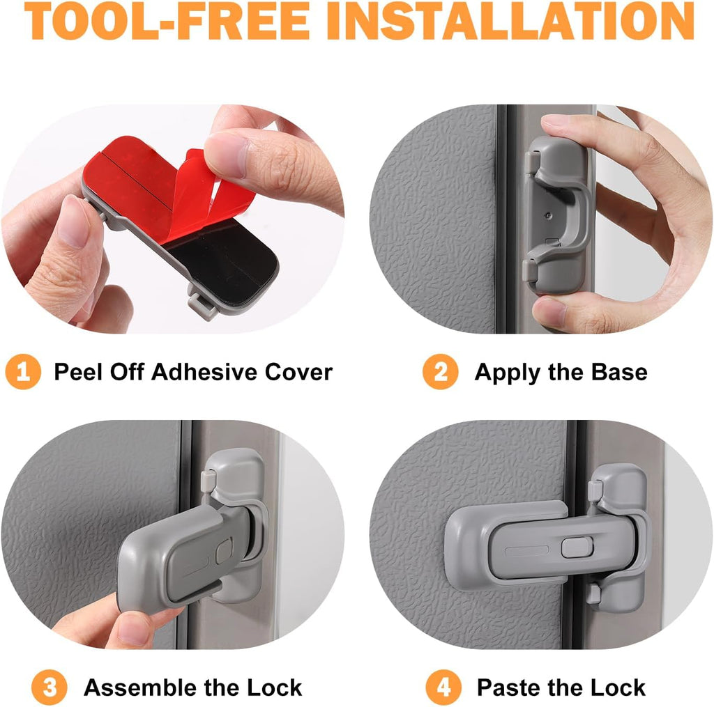 CLYMENE Child Proof Fridge Lock, Auto-Locking Refrigerator Door Latch with One-Hand Operation | No Keys or Straps | Keeps Freezer Secure from Kids & Pets – White