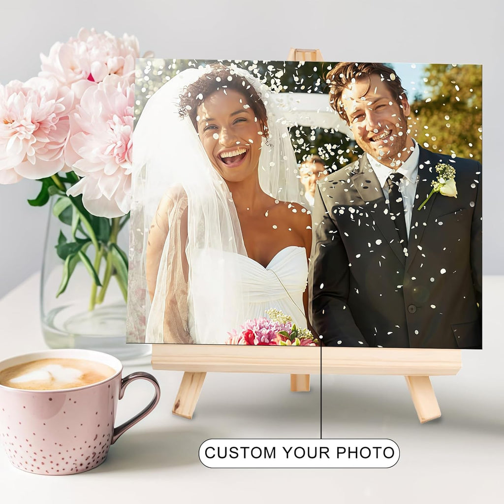 Custom Photo Frame with Stand, Personalized Picture Display, MDF and Wood Construction, Desktop Decor, Multiple Designs, Customizable Gift for Family and Friends