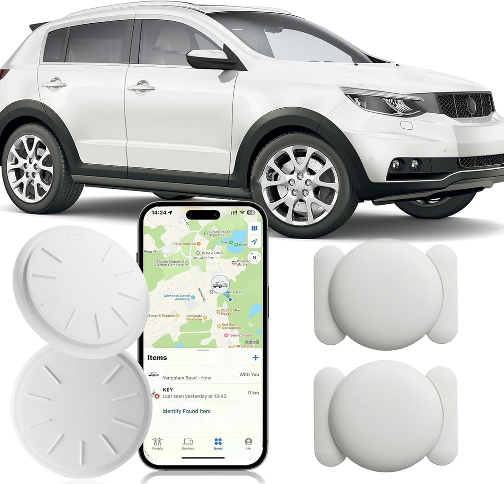Tracker Device for Vehicles,Real Time GPS Car Tracker Work with Apple Find My(iOS Only),No Monthly Fee Anti-Theft Hidden Car GPS Tracker with Magnetic Case (White,2PCS)