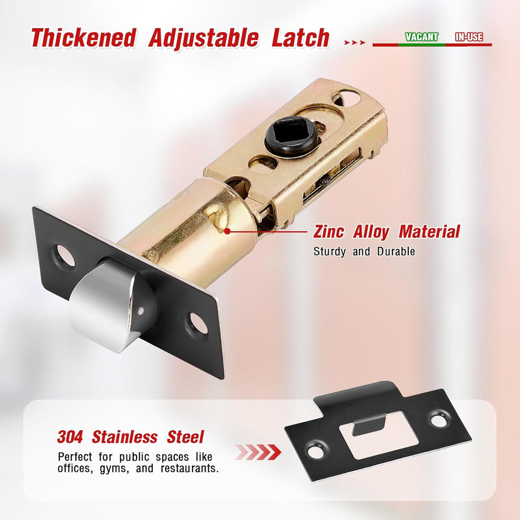 Bathroom Indicator Privacy Door Lock, Vacant Occupied Bathroom Lock, Large Vacant or in-Use Door Handle for All Women Men Restrooms, Ansi Grade 2 Commercial Grade, Black