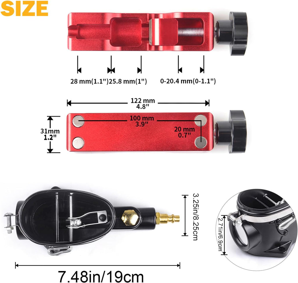 Spark Plug Gap Tool & Pneumatic Spark Plug Cleaner Kit - Air Sandblaster Cleaning Tool for Most 10mm 12mm 14mm 16mm Spark Plugs with Feeler Gauge,Abrasive Media for Motorcycle, Lawn Mower, Car