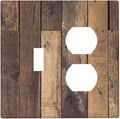 Cool Brown Wood Style Vintage Rustic Print Wallplates 1 Toggle 1 Duplex Switch Plate Electrical GFCI Faceplate Decorative Light Switch Covers for Farmhouse Home Decor