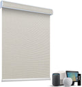 SmartWings Motorized Roller Shades 5% Openness Without Privacy Custom Size, Rechargeable Battery, Works with Matter/Apple HomeKit, Alexa, Thread/Zigbee, Remote Optional, 5% Openness White Linen