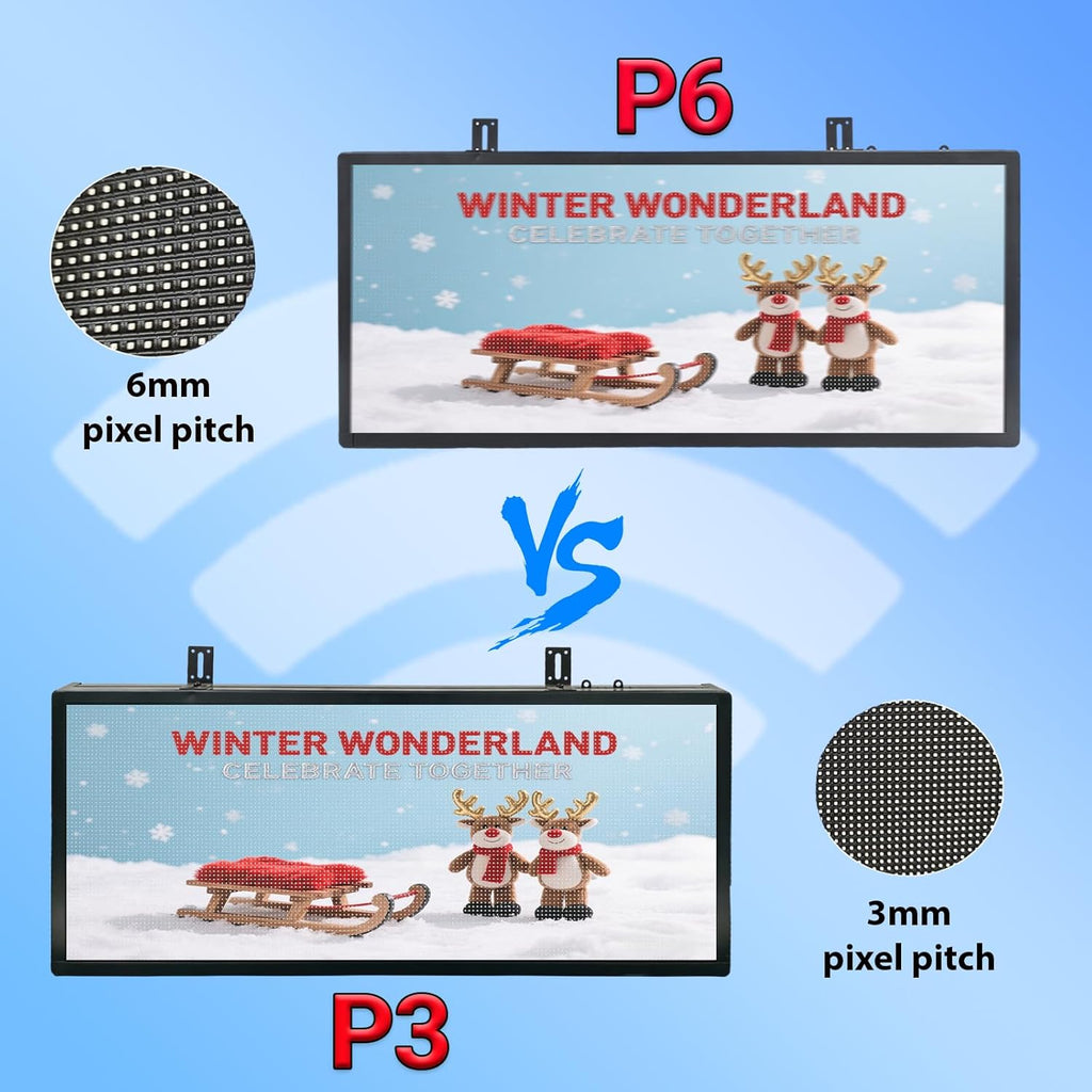 P6 Programmable LED Sign 40"x17", Outdoor Waterproof Digital Message Board with WIFI Control, Custom Text/Image/Video for Business Advertising