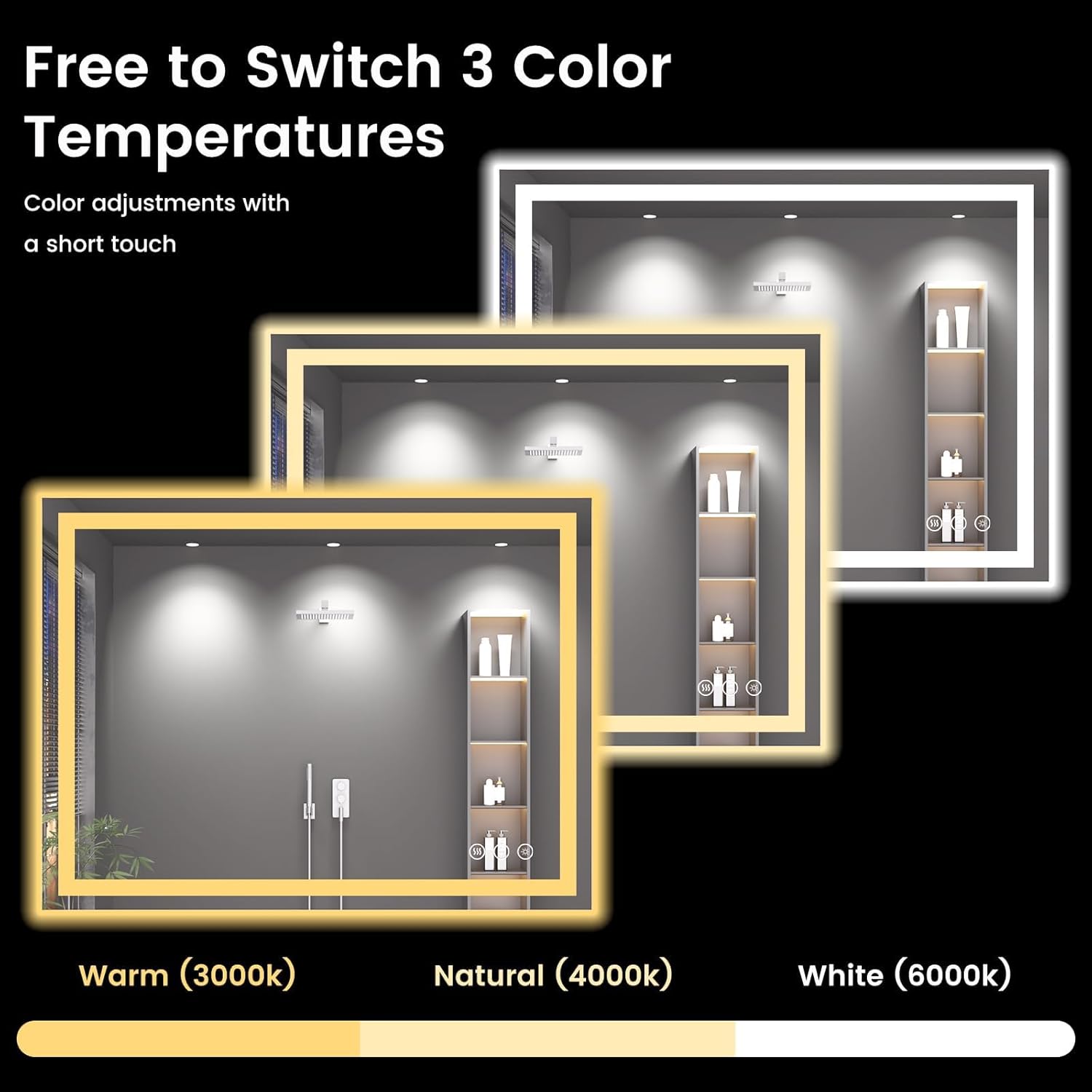 48X40 LED Bathroom Mirror with Lights, Anti-Fog, Backlit + Front Lit (CRI>90), Lighted Bathroom Vanity Mirror for Wall, Memory Function, Dimmable, Tempered Glass, Shatter-Proof