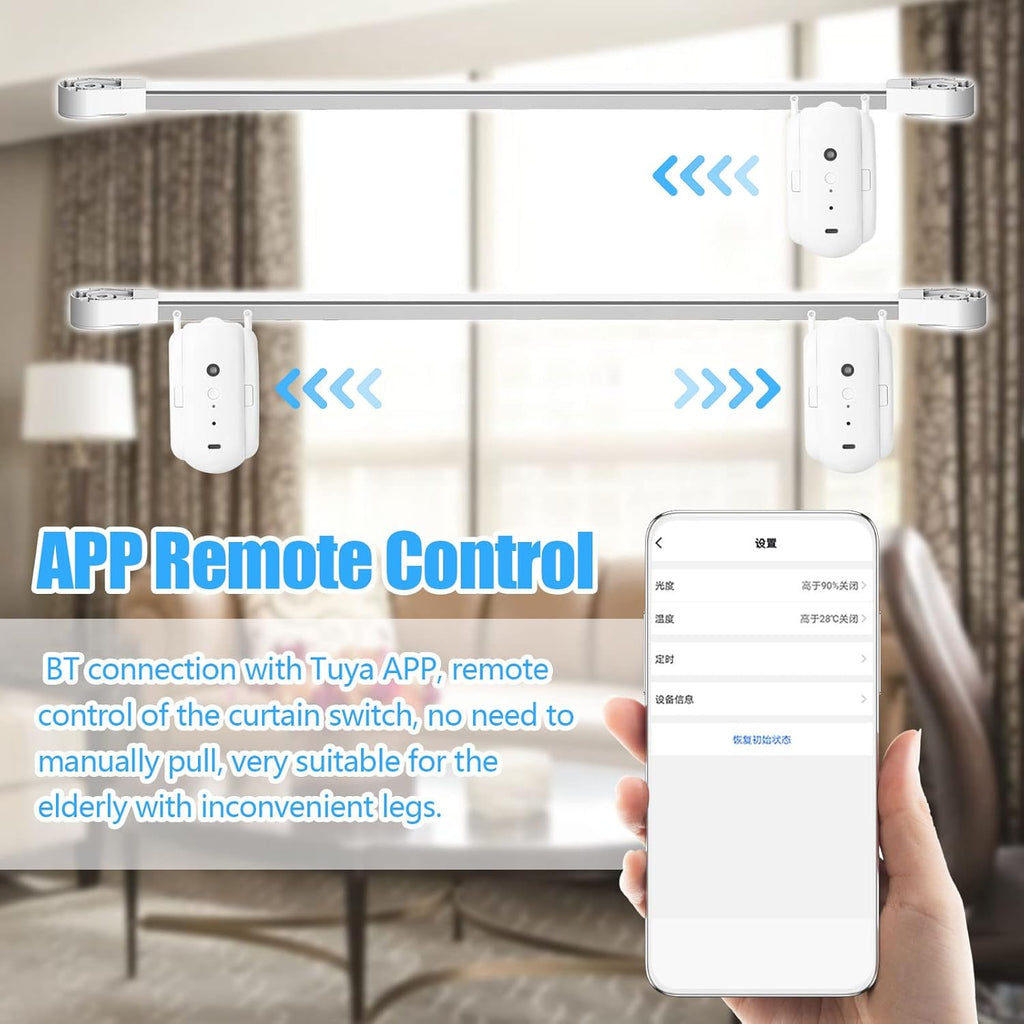 2pcs Tuya Smart Curtain Motor BT Voice Control Switch Electric Curtain Robot APP Control Timer Setup Compatible with Alexa Google Home for Roman Rod
