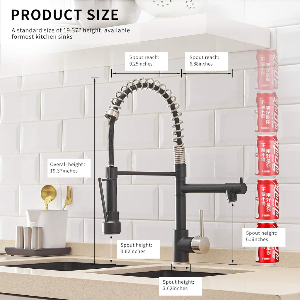 AIMADI Kitchen Sink Faucet,Black Kitchen Faucets with Pull Down Sprayer,Black Stainless Steel Single Handle One Hole Kitchen Faucet,Matte Black