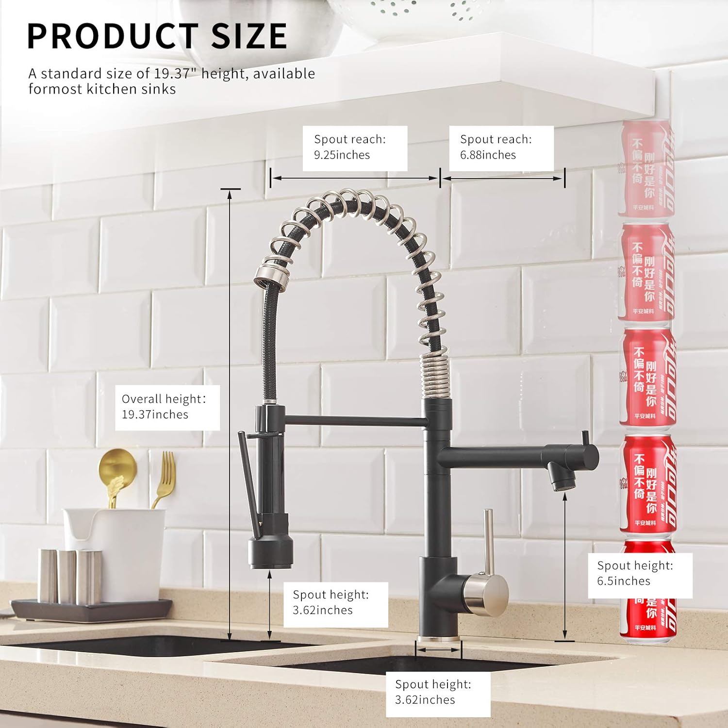 AIMADI Kitchen Sink Faucet,Black Kitchen Faucets with Pull Down Sprayer,Black Stainless Steel Single Handle One Hole Kitchen Faucet,Matte Black