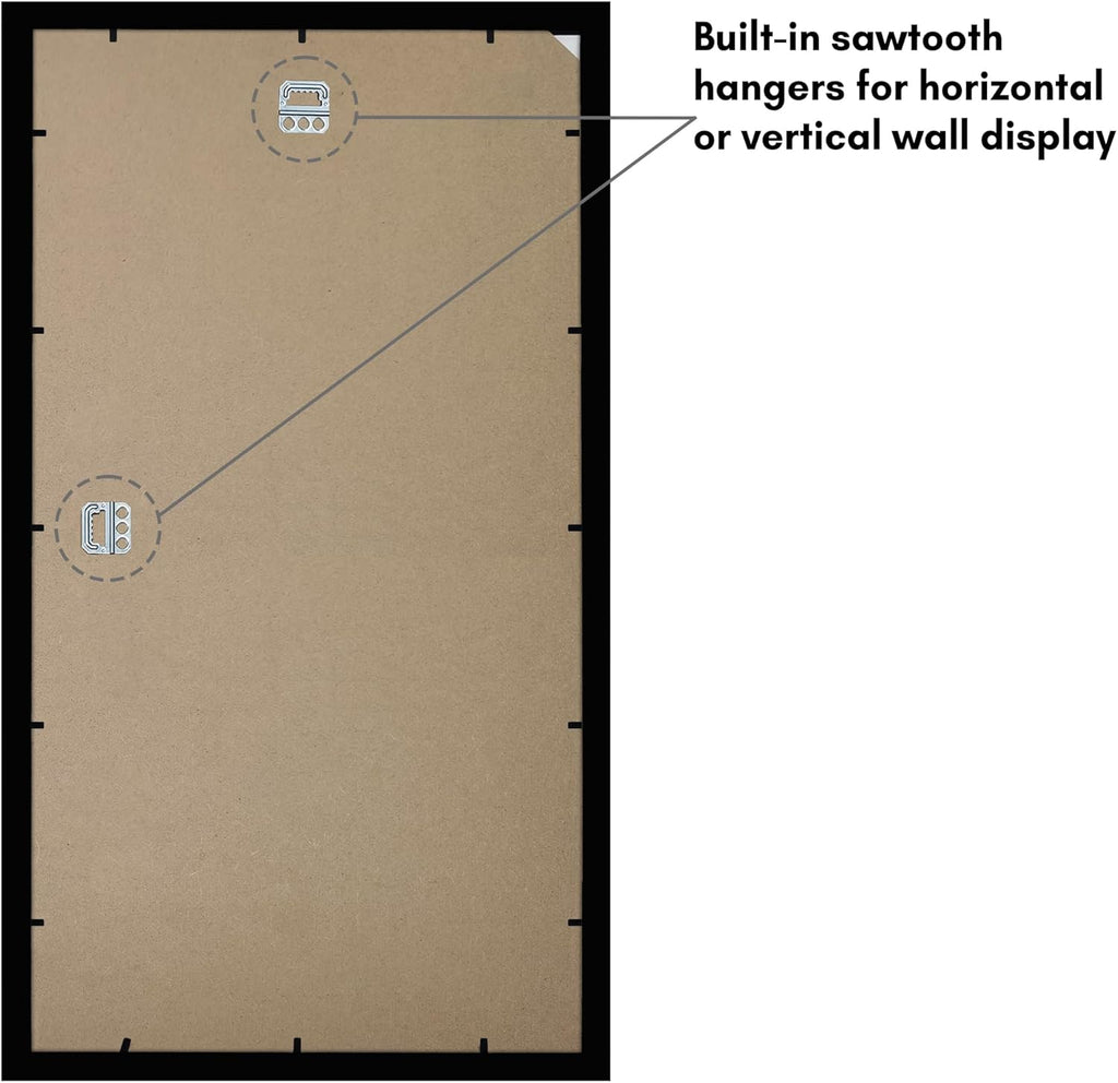 Americanflat 9x17 Picture Frame with Shatter-Resistant Glass - Signature Collection - Gallery-Style Frames Made of Engineered Wood - Photo Frame for Wall Display - Black