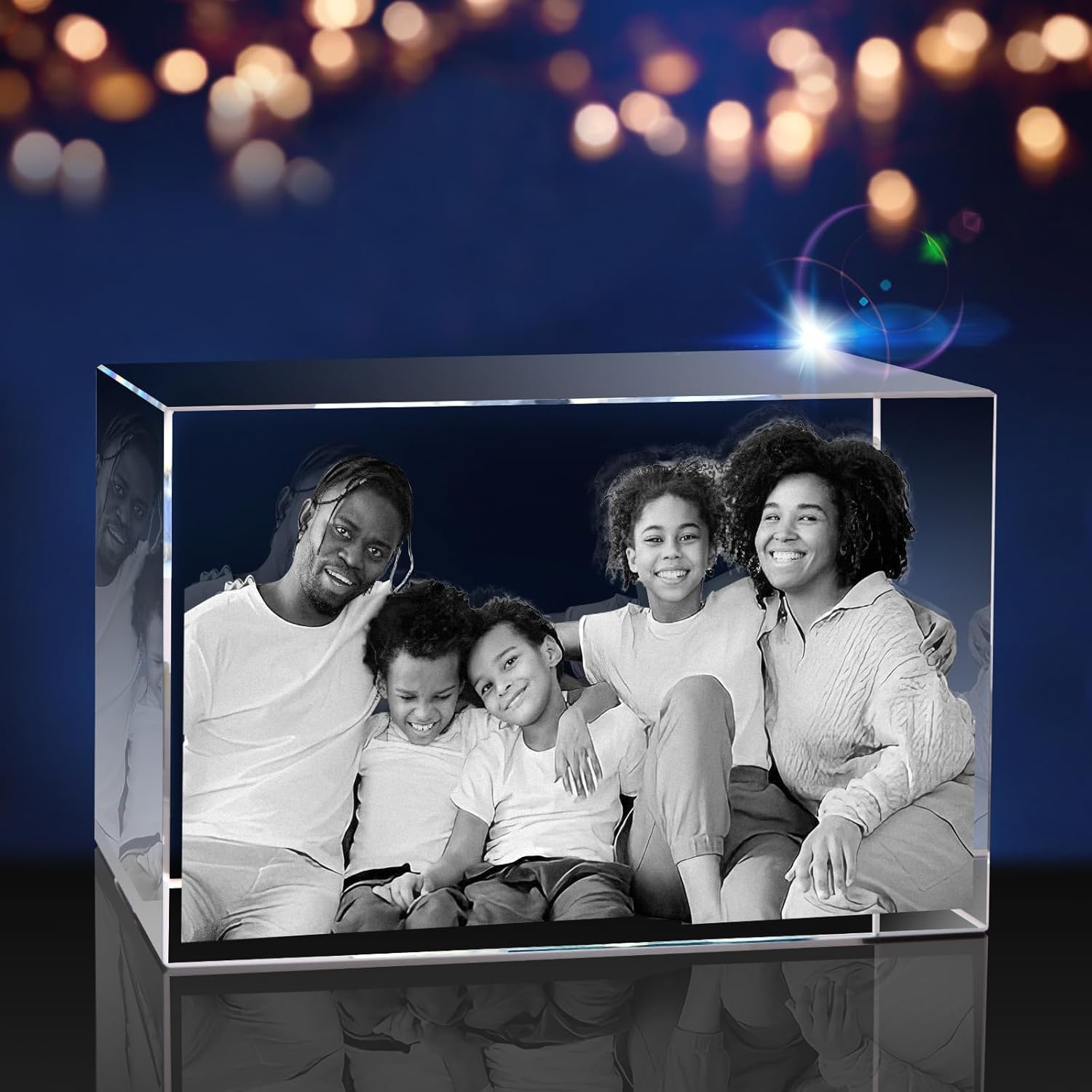 3Dpixdance 3D Crystal Photo(XL, Landscape), Personalized Gifts with Your Own Photo for Fathers Day, Engraved 3D Crystal Picture, Customized Gift for Birthday, Wedding, Anniversary, Memorial, Father’s