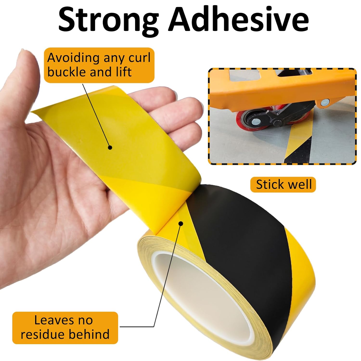 Beieverluck 6 Rolls Black & Yellow Caution Tape Roll 2'' x 108 FT Warning Safety Tape Floor Marking Tape Hazard Tape for Warehouse, Gym, Walls, Pipes and Equipment