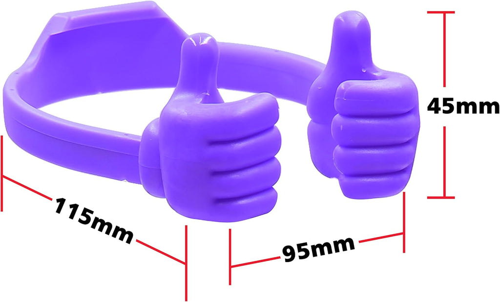 Honsky Cell Phone Tablet Stands (Pack of 5) Thumbs-up Cellphone Holder, Tablet Display Stand, Mobile Smartphone Mount Cradle for Desk Desktop - Universal, Multi-Angle, Cute, Purple