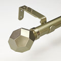 1-1/8 Inch Diameter Champagne Gold Curtain Rod with Geometric Faceted Finials, 72-144'' Telescoping Single Curtain Rods for window width 68-140 inch, 1 pack