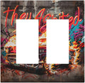 Decorative Outlet Covers Hip Hop Street Graffiti Flame Car 2 Gang Double GFCI Rocker Electrical Wall Panels Light Switch Cover Plate for Bedroom living Room Decor