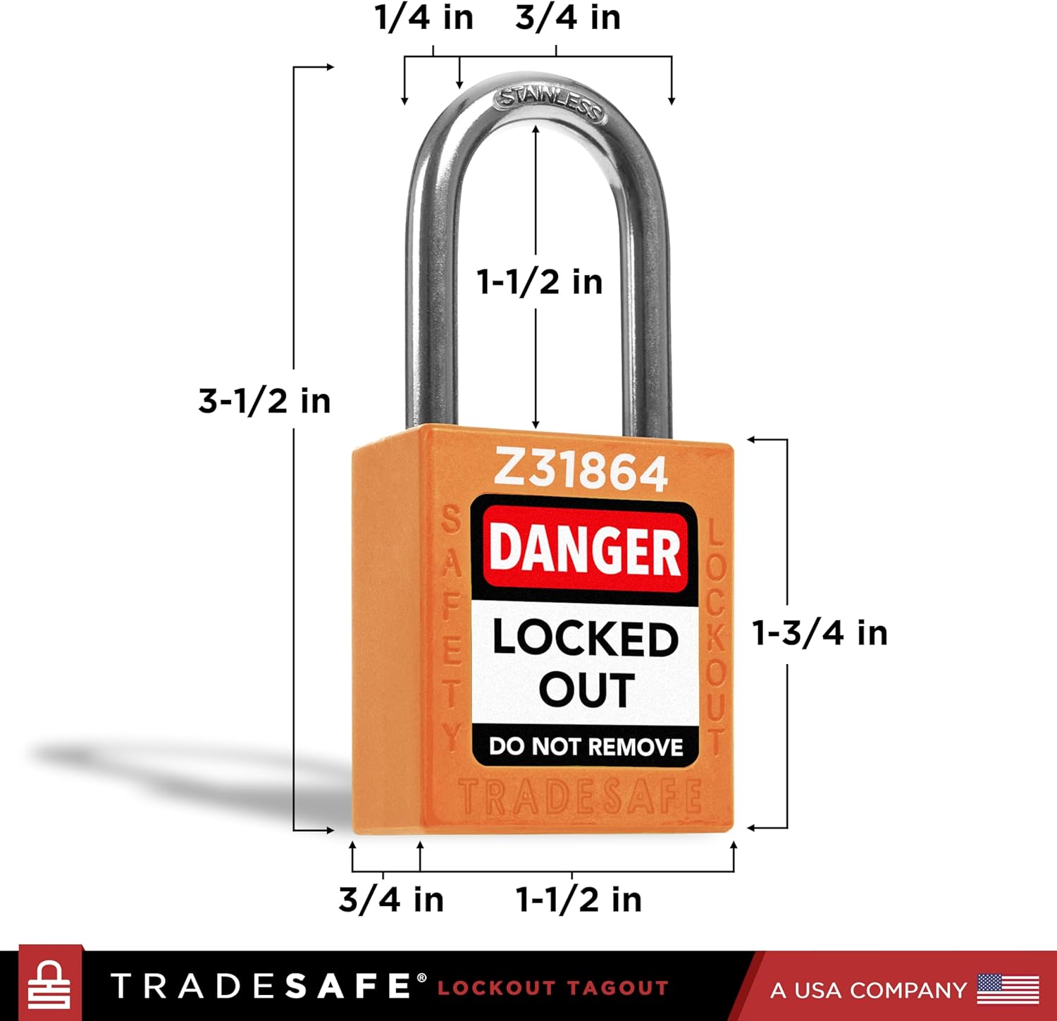 TRADESAFE Lockout Tagout Locks Set - 10 Orange Keyed Alike Padlocks, 2 Keys Per Lock, OSHA Compliant Loto Locks for Lock Out Tag Out Stations, Premium Grade