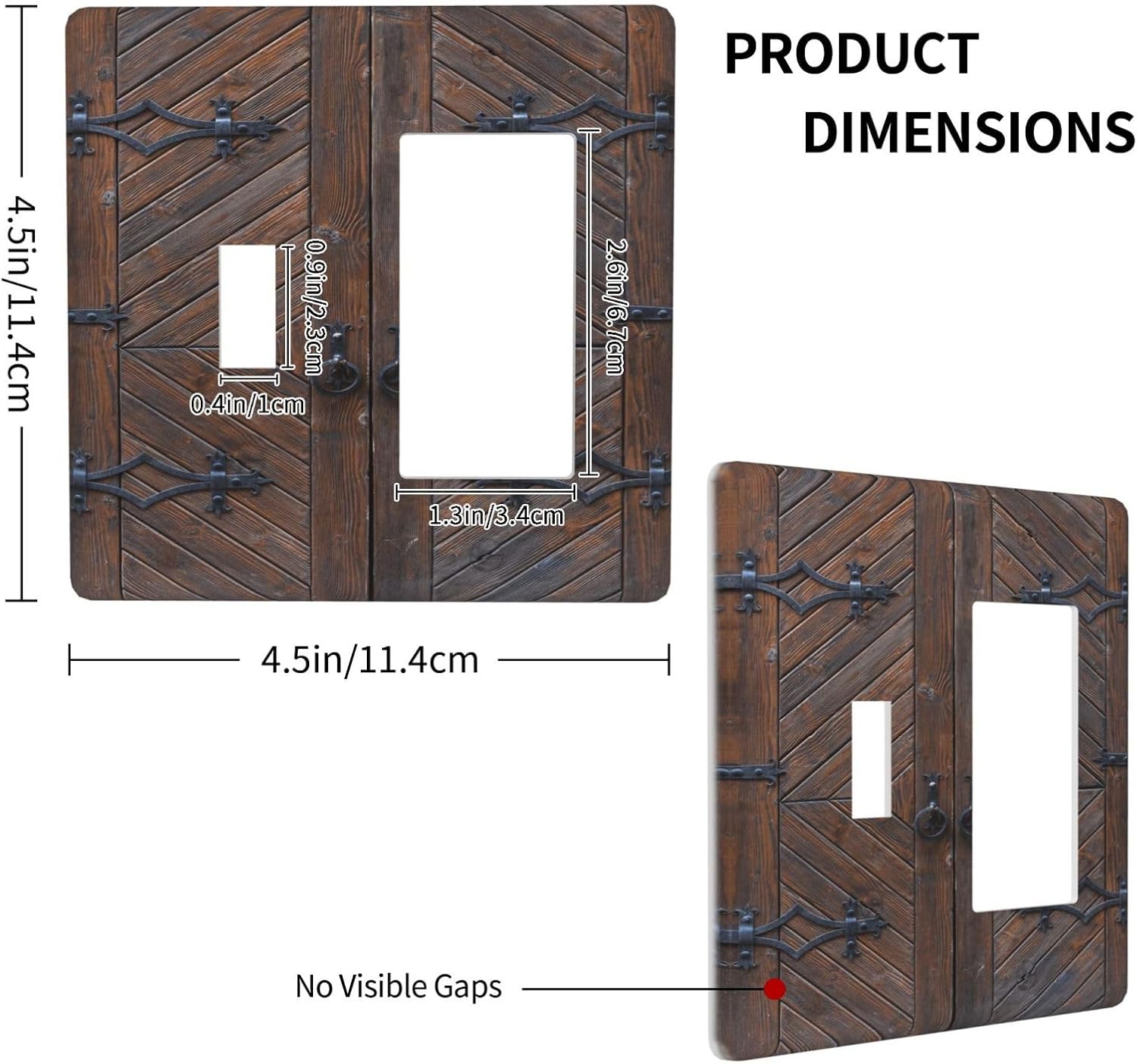Decorative Outlet Covers Vintage Brown Wood Barn Door 2 Gang Wall Plate Single Toggle 1 Rocker Light Switch Cover Switch Plate Covers for Farmhouse Bedroom Home Decor