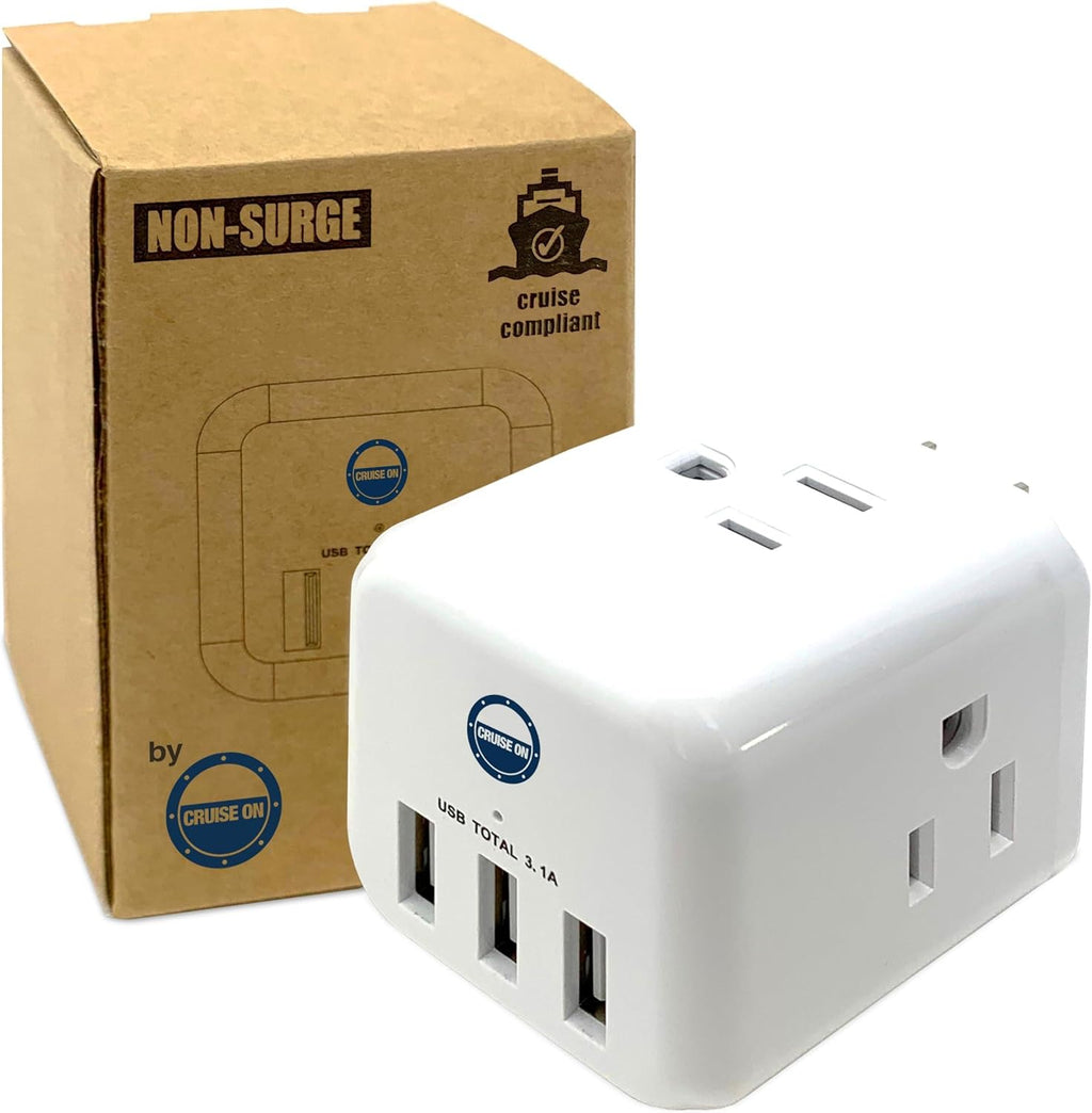 Cruise Approved Power Strip Non Surge Protector for Cruise Ship Multi Plug, 6 Outlets, 3 USB & 3 AC Outlet for Carnival, Celebrity, Princess, Norwegian & Major Lines in 2025 & 2026