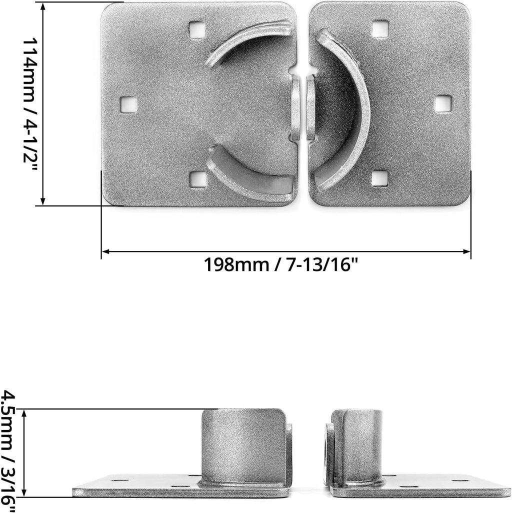 QWORK Heavy Duty Puck Lock and Hasp, 2 Pack High Security Steel Hidden Shackle Keyed Alike Padlocks with Keys for Trucks, Gates, Vans and Vending Machines