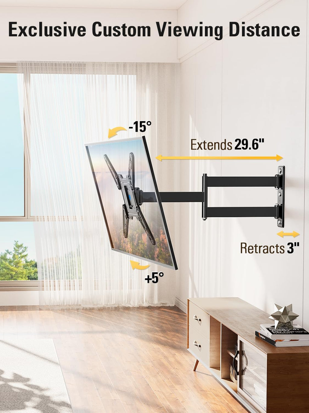 Mounting Dream Long Arm TV Wall Mount for Most 26-65 Inch TVs, 30 Inch Long Extension TV Mount Swivel and Tilt, Full Motion Wall Mount TV Bracket Fit Max VESA 400x400mm,Up to 99 lbs, MD2286-M