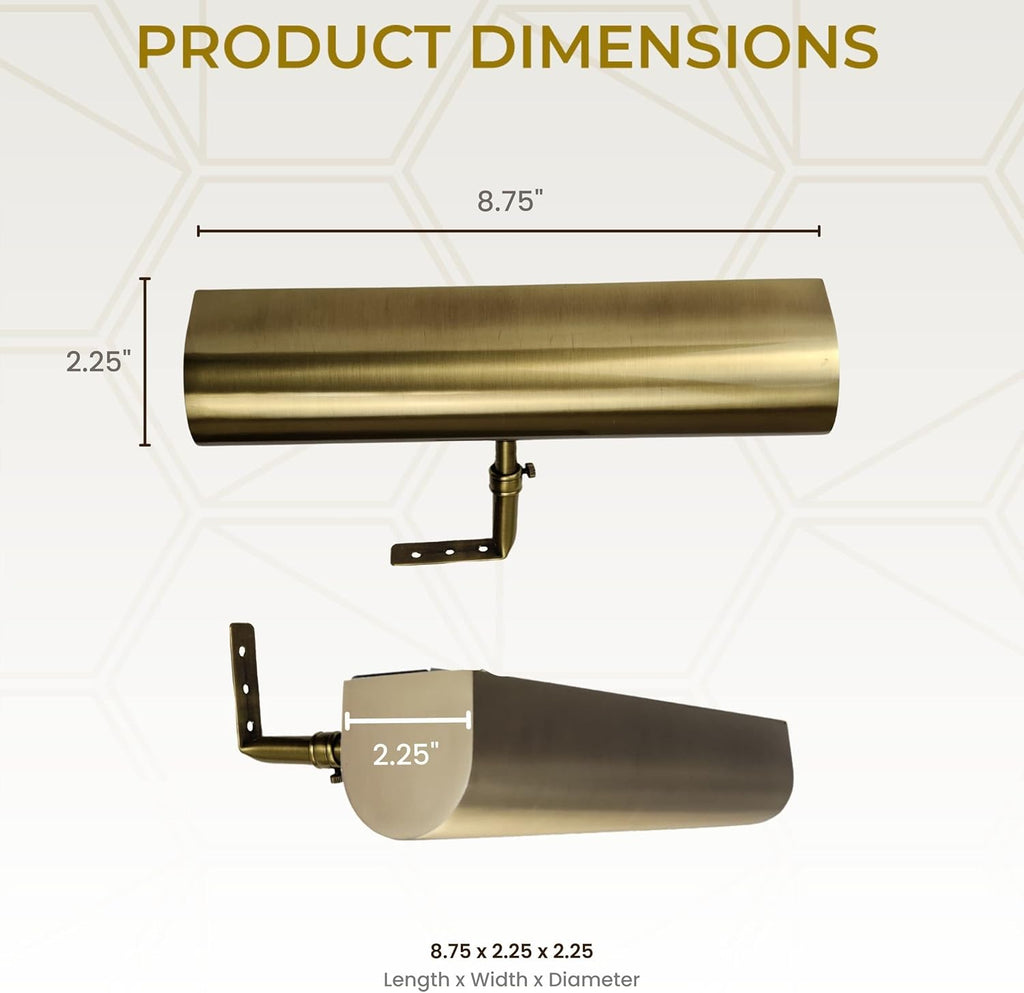 Royal Designs, Inc. Cordless Remote Control LED Picture Light, Dimmable with Timer Function, Brushed Satin Brass, 8.75 Inches, 2 Pack