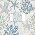 Decorative Switch Plates Ocean Beach Theme Starfish Seashell Coral 2 Gang Double Toggle Outlet Light Switch Cover Wall Plate Electrical Faceplate For Bathroom Kids Room Decor