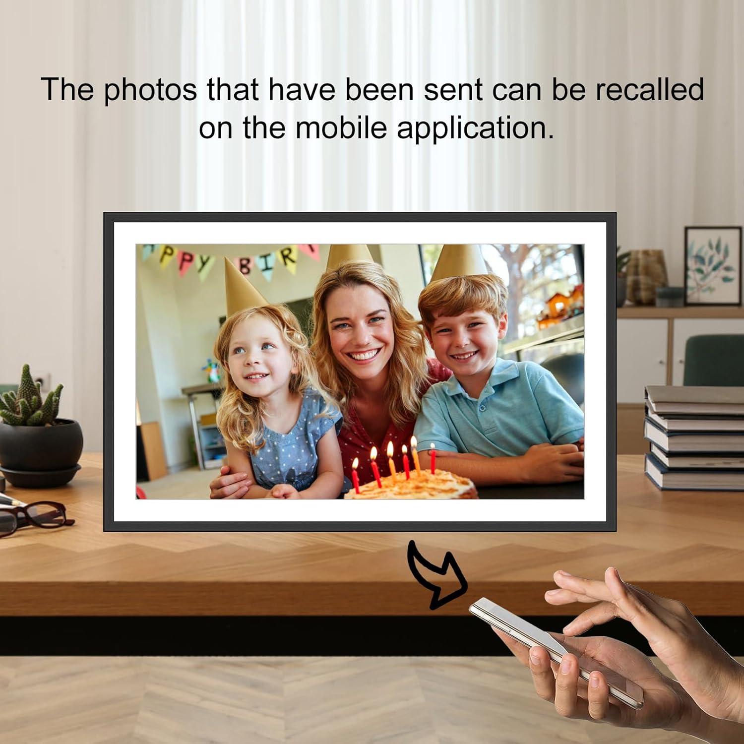 SSAWIFIFRAME Digital Picture Frame 15.6 inch Large 32GB WiFi Digital Photo Frame, Easy to Share Photos and Videos via Free App, IPS Touch Screen, Auto-Rotate, Send 50 Photos one time no Limit