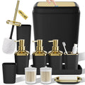 Bathroom Accessory Set, 11PC Bathroom Set, Black Bathroom Accessories, Bathroom Accessories Set with Trash Can, 3PC Soap Dispensers and Toilet Brush
