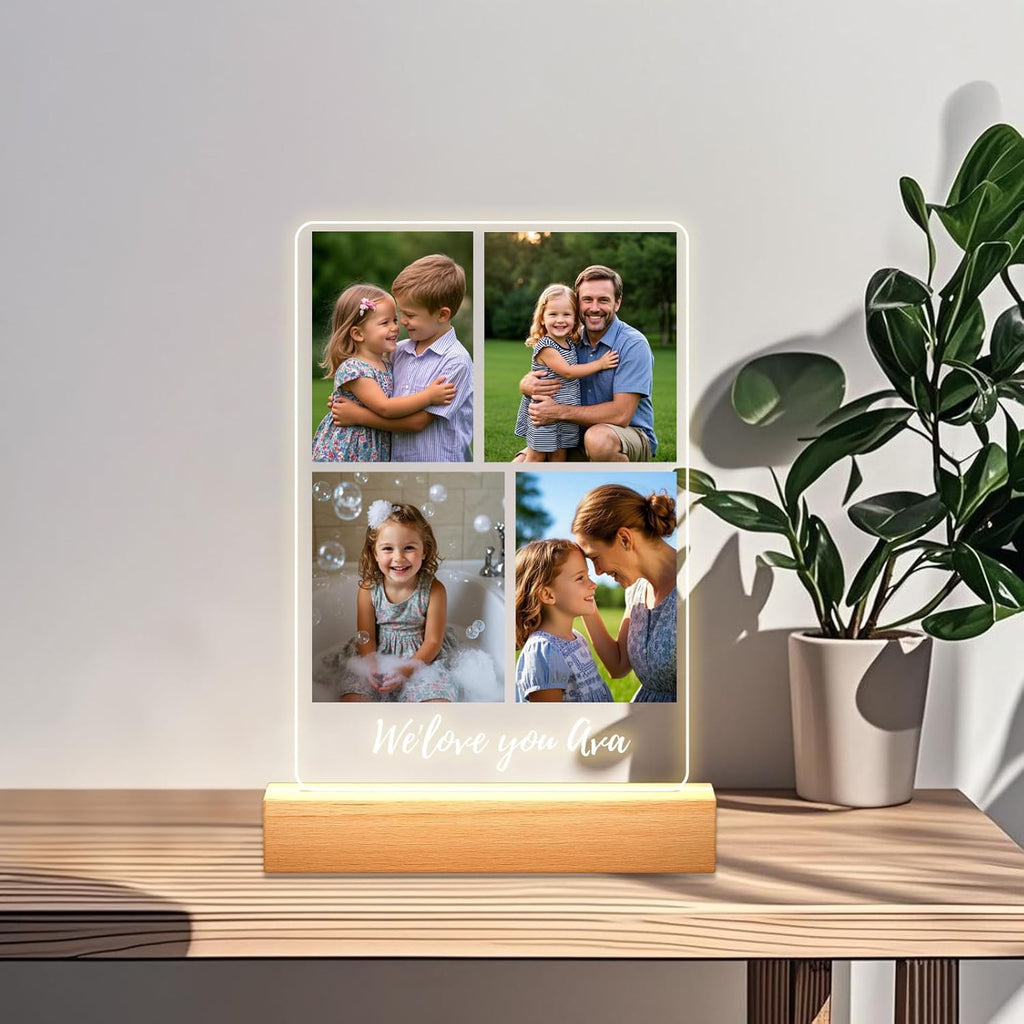 Personalized Picture Frames with Photo, Custom Photo Frame with Night Light, Customized Girlfriend Photo Gifts, Ideal Gift for Couples Anniversary Birthday Mom Dad Him Her