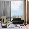 Graywind Hardwired Smart Curtains Motorized Curtains with Remote Alexa Google Control for Sliding Door Room Darkening Drapes One-Way or Split Draw, Custom Width to 220" (Silver Grey)