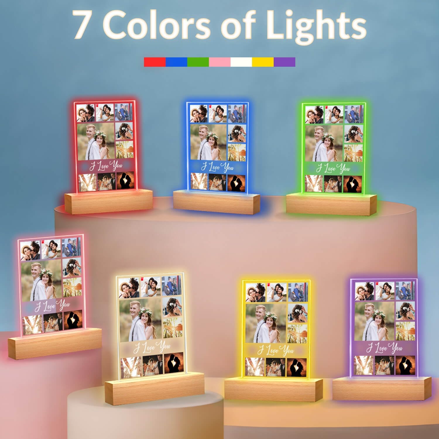 Custom Picture Frame with Photo, Personalized Photo Frame with Night Light, Customized Picture Frames, Personalized Valentines Day Gifts for Women Men Her Him Girlfriend Boyfriend Couple