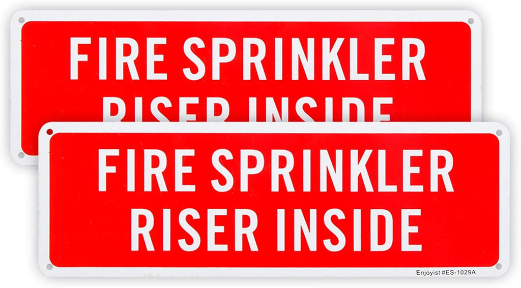 2 Pack Fire Sprinkler Riser Inside Sign, 12"x 4" .04" Aluminum Reflective Sign Rust Free Aluminum-UV Protected and Weatherproof