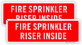 2 Pack Fire Sprinkler Riser Inside Sign, 12"x 4" .04" Aluminum Reflective Sign Rust Free Aluminum-UV Protected and Weatherproof