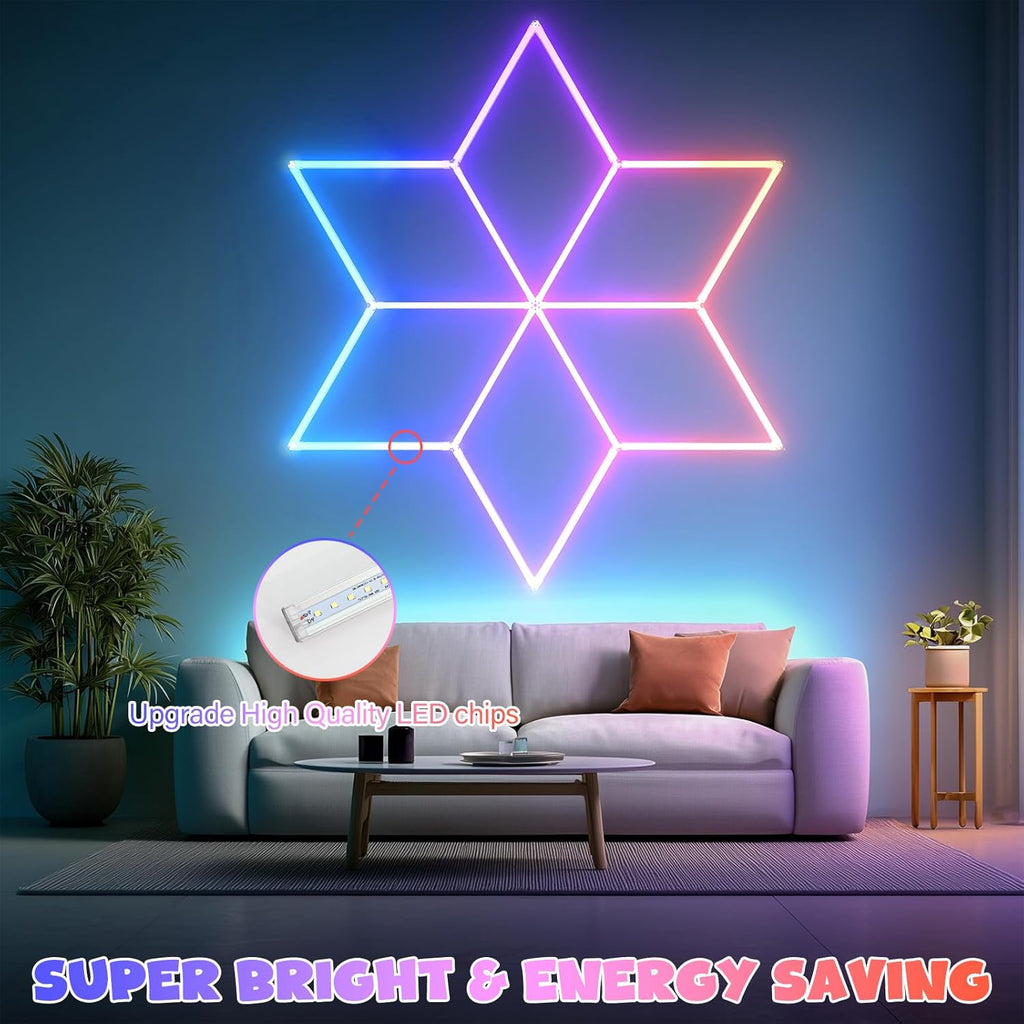 Hexagon Garage Lights RGB - Multicolor RGB with Music Sync Mode (358 Dynamic Effects), Dimming，Speed Control. Perfect for Gaming, Bars, Studios ，Home Gyms