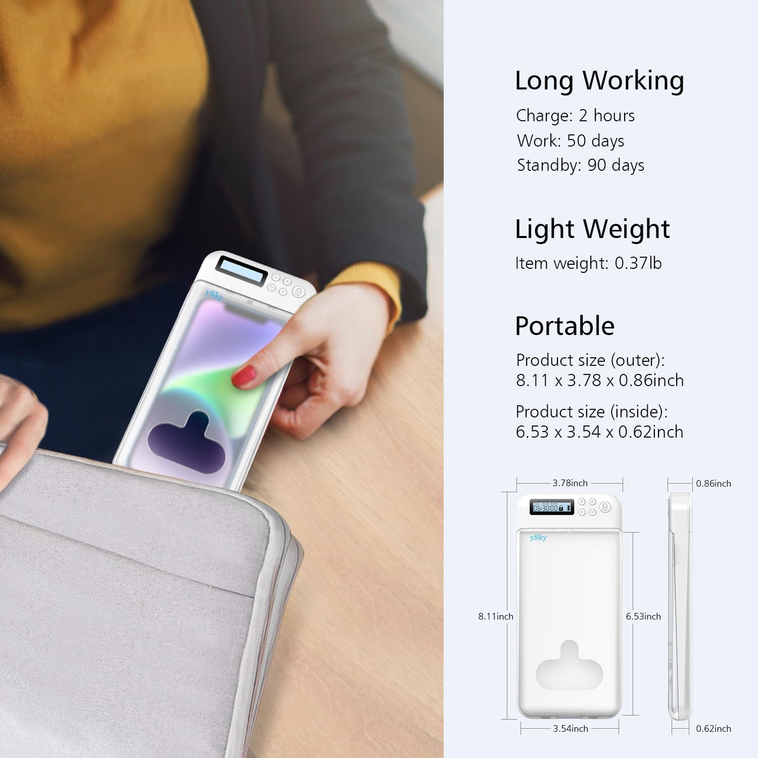 ySky Timed Phone Lock Box for iPhone & Android - Self-Control Timer to Help Kids & Students Focus Back - Translucent