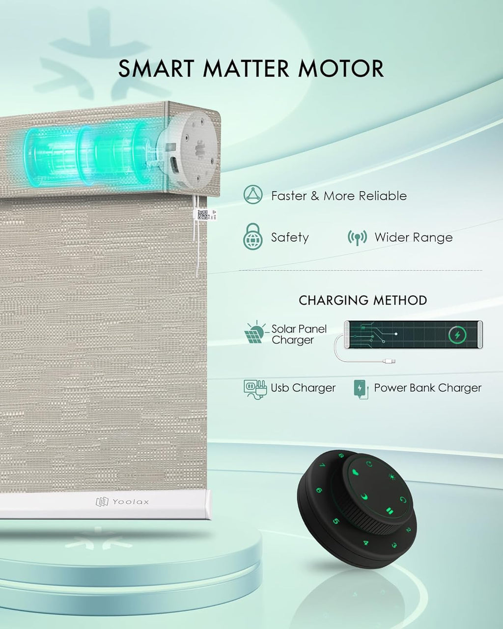 Yoolax Smart Blinds, Motorized Matter Roller Shades Blackout Automatic Blinds for Windows Motorized Shades Compatible with Alexa, Google Home, Homekit(Blackout Jacquard Coffee)