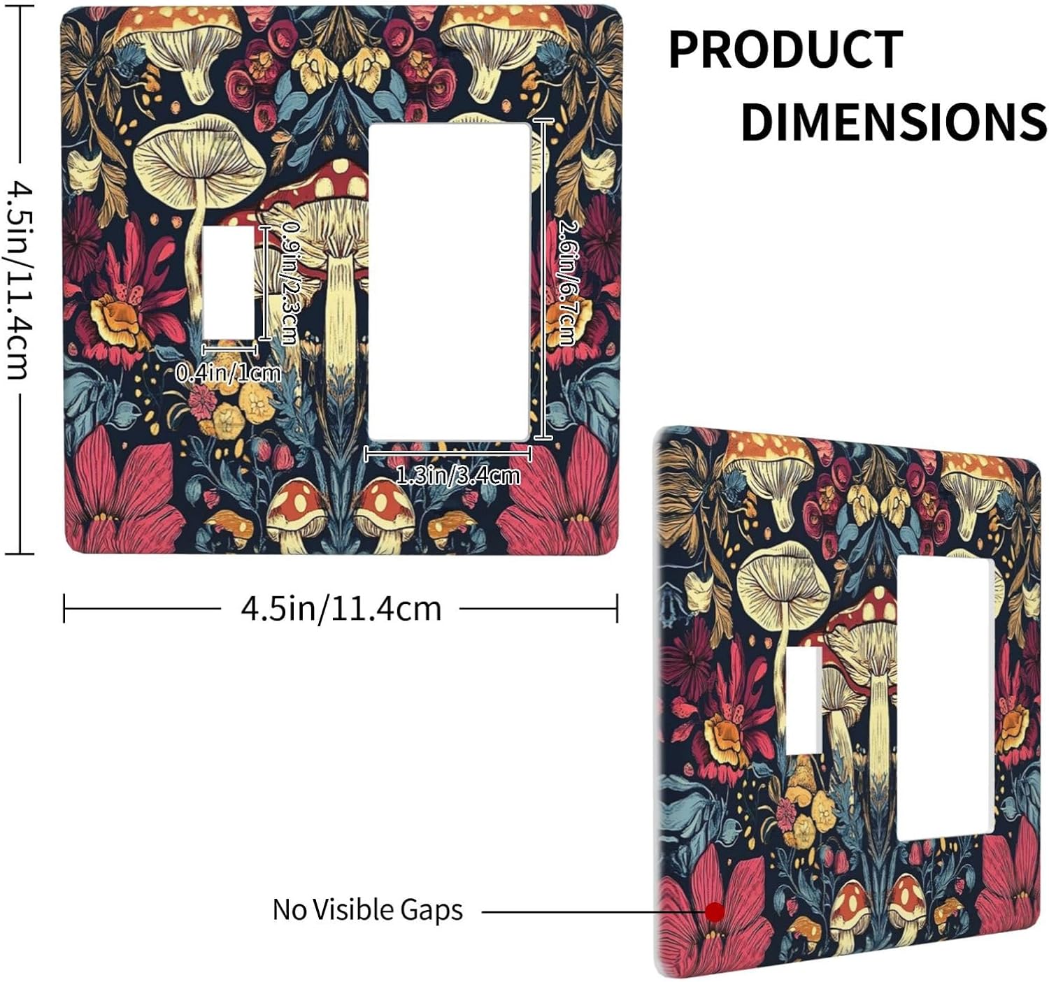 Outlet Covers Coloful Red Yellow Orange Magical Mushroom Forest 1 Toggle 1 Rocker Combo Light Switch Cover Plate Decorative Switch Plate Covers Electrical Wall Plate for Bedroom Home Decor