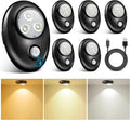 LightingWill Motion Sensor Puck Lights, Dimmable Under Cabinet Light, 3 Color Modes Closet Lights, Rechargeable Wireless Puck Lights for Kitchen, Closet, Stairs (6 Pack)