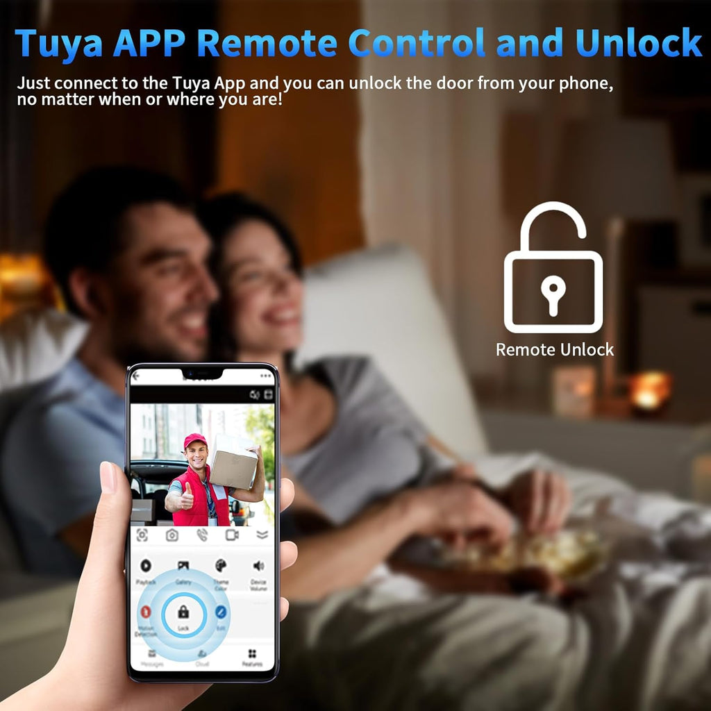 ANJIELO SMART Wired Video Doorbell Apartment Intercom System,4 Family Units 10 Inch Touch Monitor,3 in 1 Unlocking,Dual Way Intercom Motion Detection Tuya for Villa Home (1 Doorbell(b)+ 4 Monitor(b))