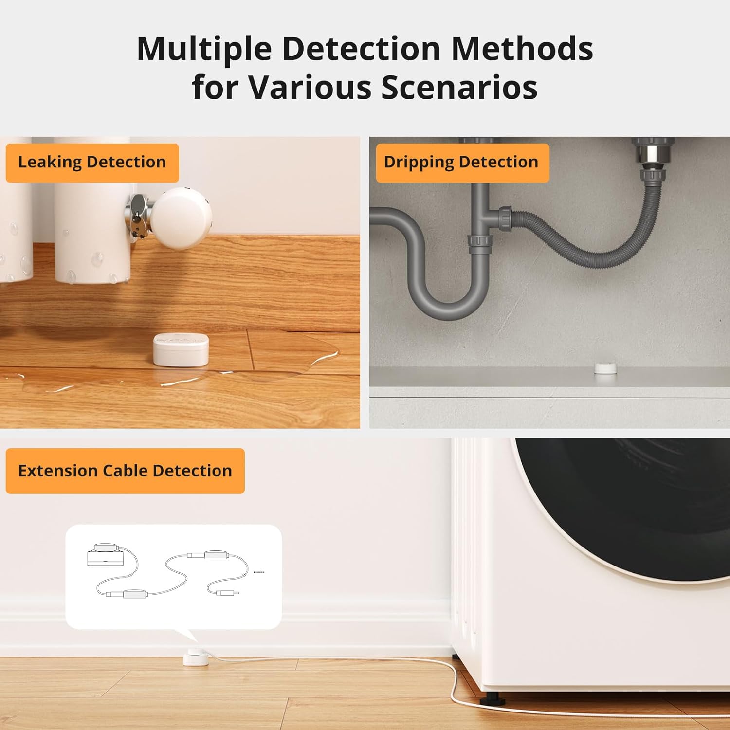 SONOFF SNZB-05P Zigbee Water Leak Sensor with Detection Cable for Alarm System and Smart Home Automation, Wireless Mini Flood Detector for Kitchen Bathroom Basement 1Pack