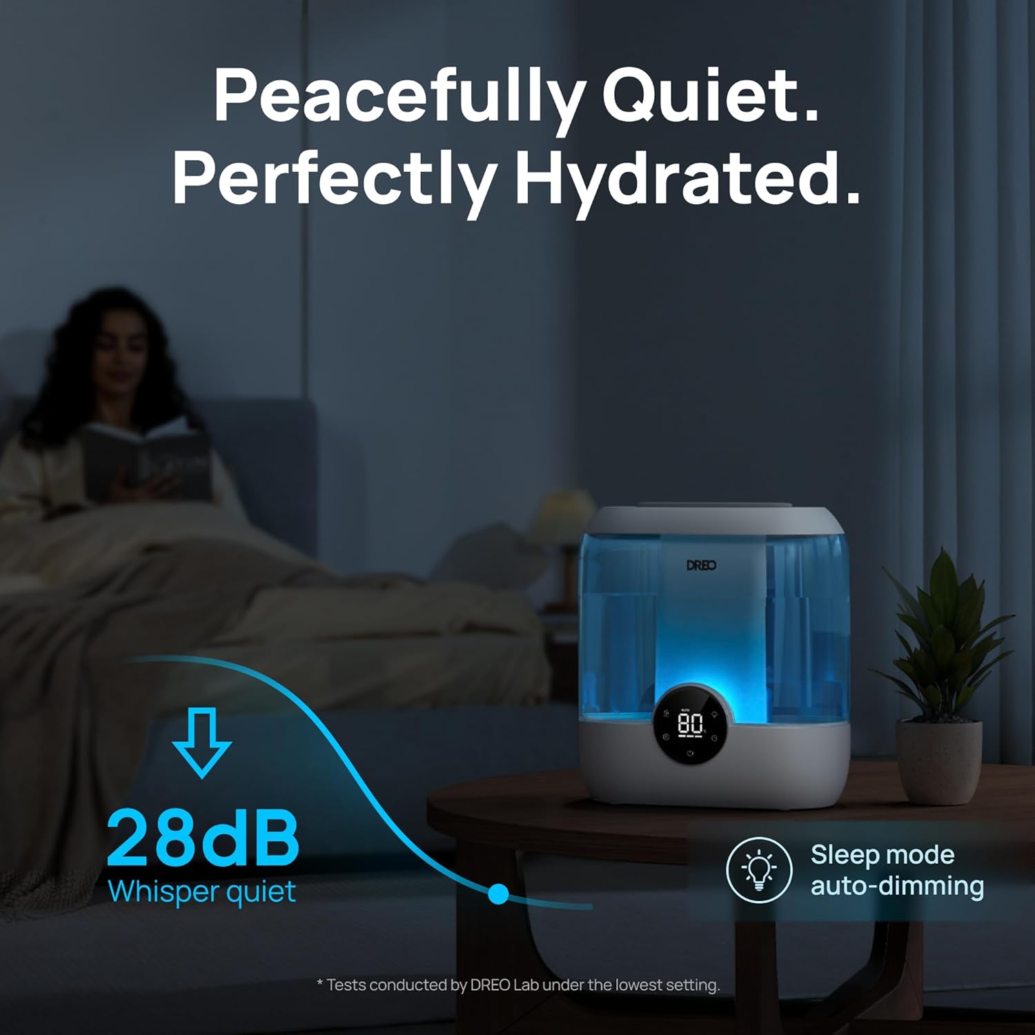 Dreo 6L Top Fill Humidifiers for Bedroom, 60H Runtime 28 dB Quiet Supersized Cool Mist Air Humidifiers for Large Room, Baby Nursery, Plant, Indoor, Night Light, Easy to Clean, Precise Humidity Control