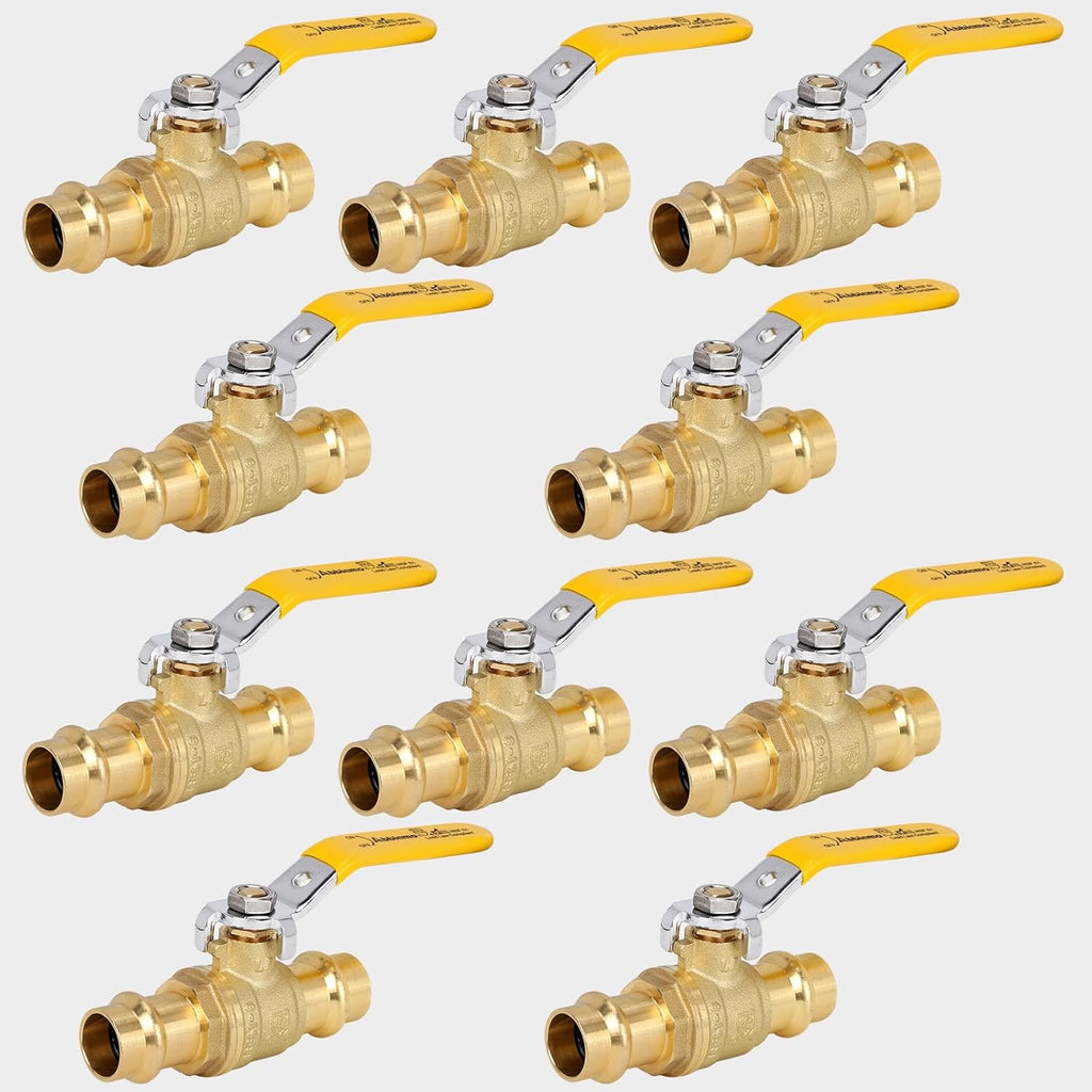 10PCS 3/4" Press Propress Ball Valve with EPDM O-Ring 1/4-Turn Full Port Shut Off Stop Valve for Copper Tubing Connection