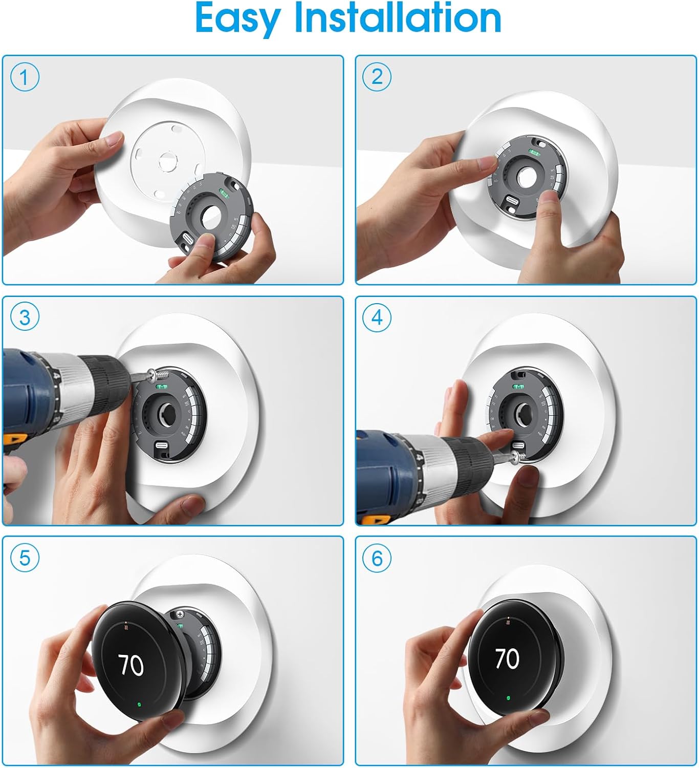 CaseBot Wall Plate Cover Compatible with Google Nest Learning Thermostat (4th Gen), Practical Nest Thermostat Trim Kit, with Temperature Sensor Holder, Easy Installation (White)
