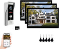 Video Doorbell Intercom System,10 Inches Touch Screen (Black) Video Doorbell Door Phone System,Support Remote Unlock, Dual-Way Intercom,Night Vision for Villa House Apartment (1-Camera + 3-Monitor)