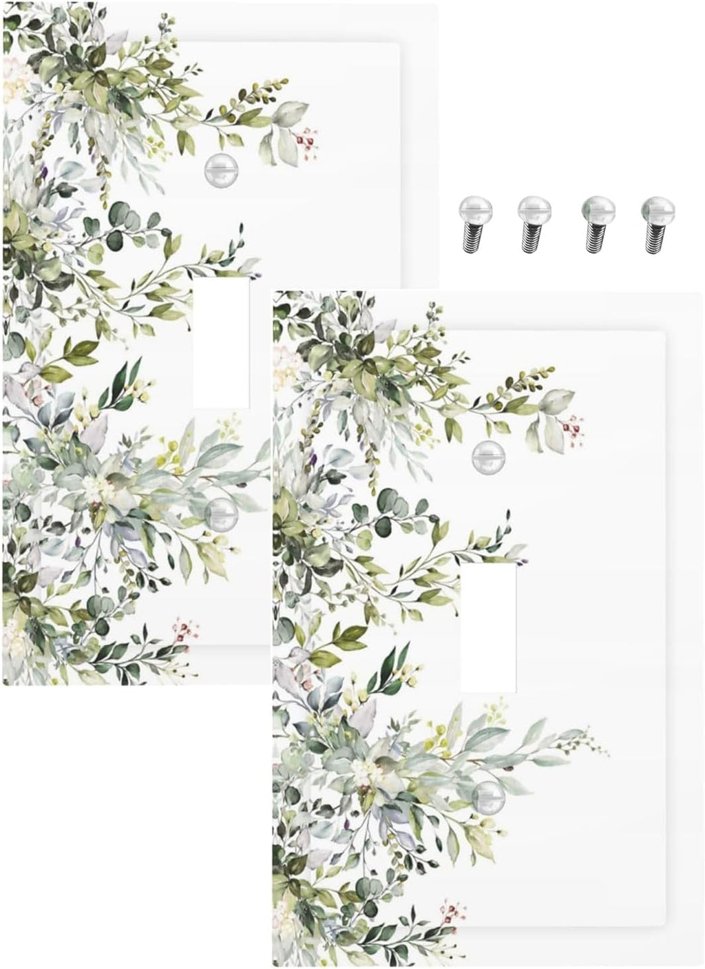 Decorative Light Switch Plate Covers Rustic Eucalyptus Leaves Green Leaf 1 Gang Light Switch Cover Plate Single Toggle Wall Plate Outlet Covers Faceplate for Home Decor （2 Pack）