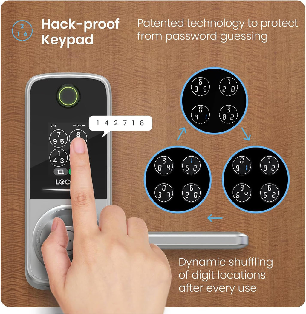 Lockly Smart Lock Secure Pro (2025 Latest Version),Fingerprint Door Lock, Keyless Entry, Built-in Wi-Fi Latch, PIN Genie Keypad (Silver)