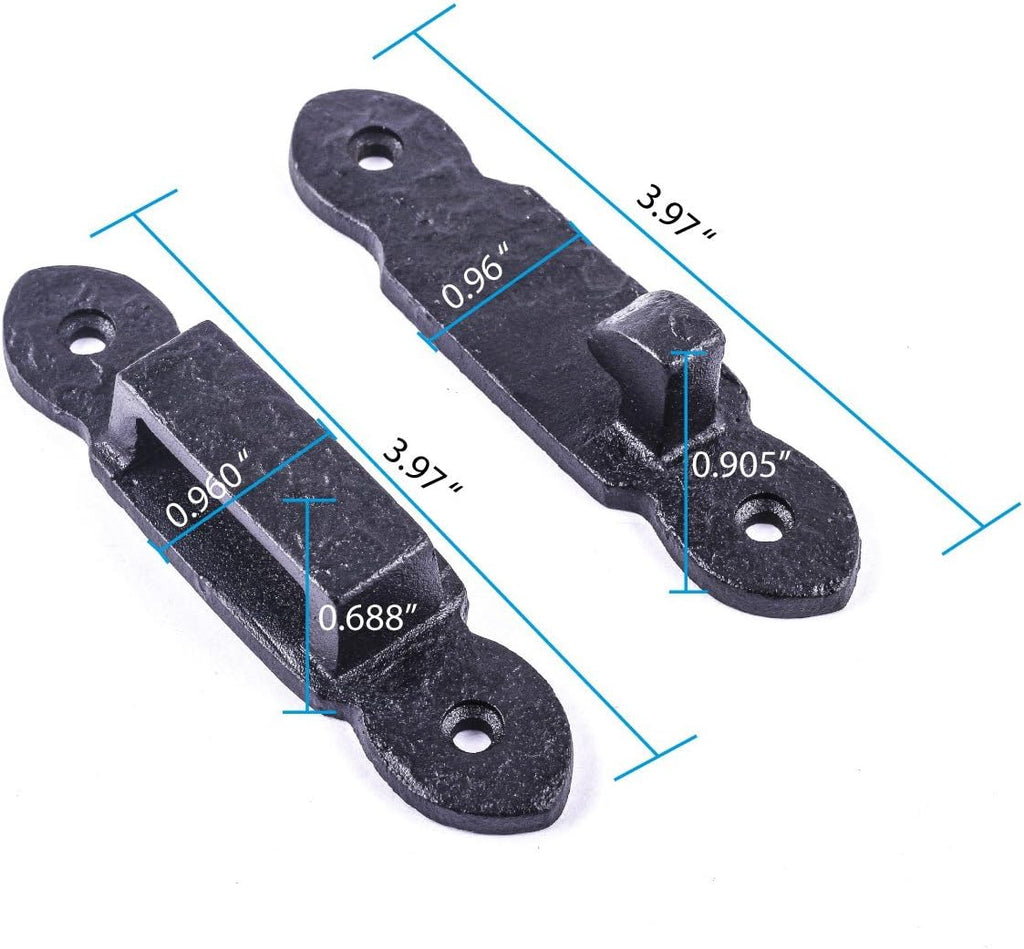 Renovators Supply Manufacturing Door Lock Latch 6.5 in. Black Wrought Iron Gate Latch Garage Barn Door Lock with Mounting Hardware