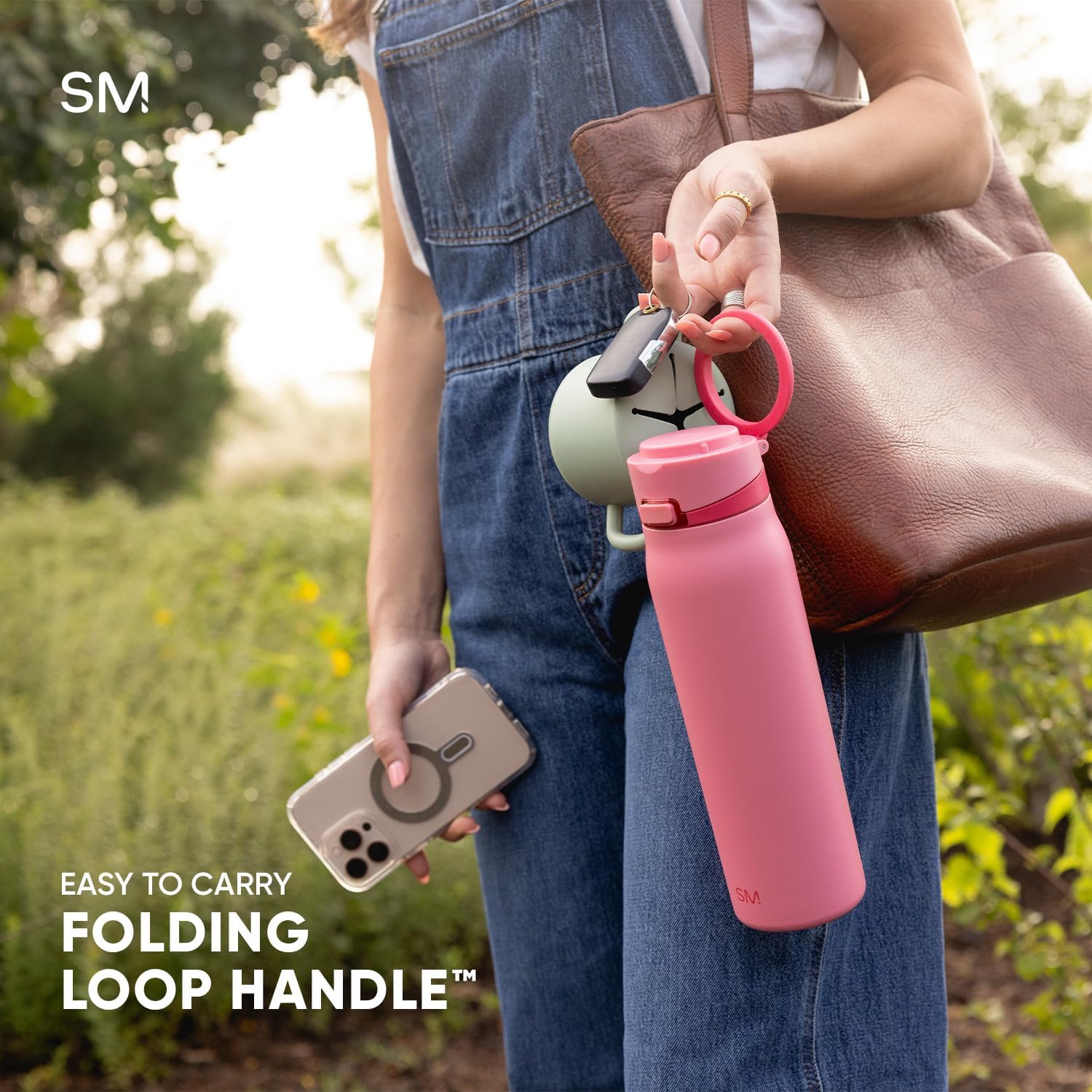 Simple Modern Mesa Loop Water Bottle with Covered Straw and Handle | 24oz Cup Holder Friendly Insulated Stainless Steel Bottles for Travel, Sports and School | Winter White