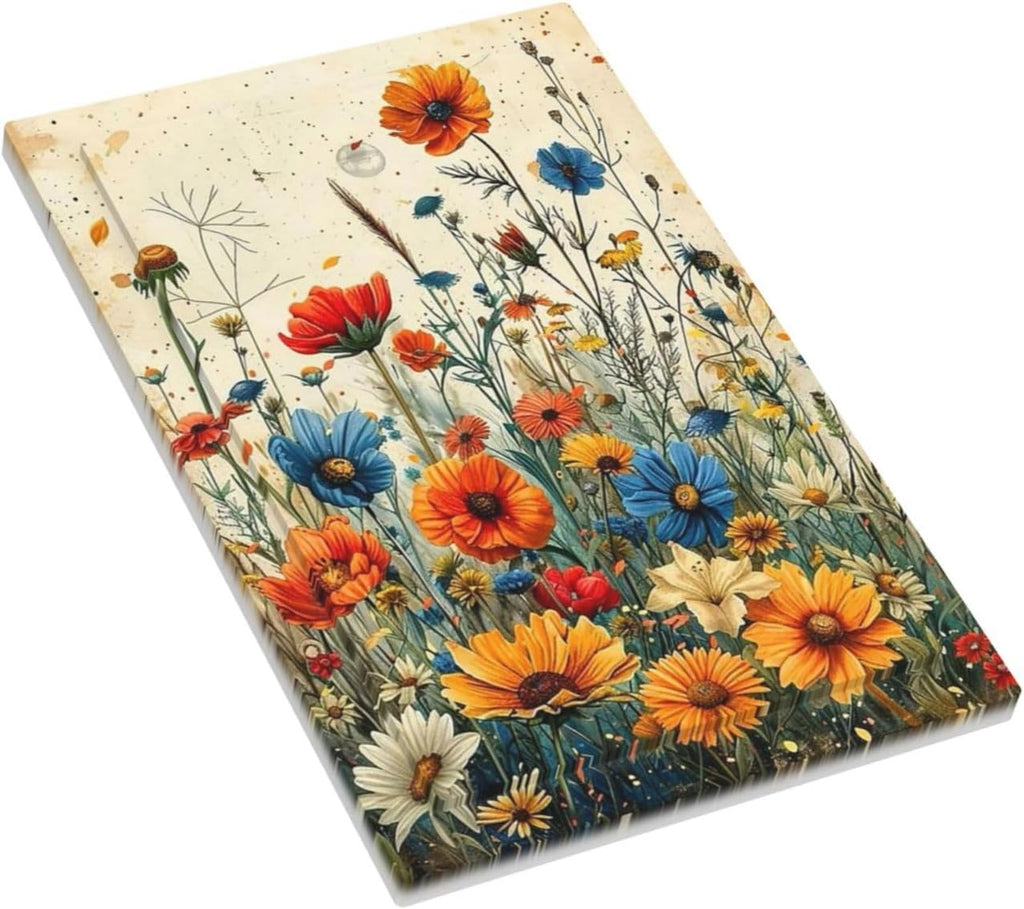 Light Switch Cover Plate Colorful Flowers Wildflowers Plants Orange Yellow Blue 1 Gang No Device Blank Wall Plate Electrical Outlet Cover Decorative Switch Plate Covers for Home Farmhouse Decor