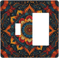 Boho Colorful Mandala 2 Gang Combo 1 Toggle 1 Rcoker Light Switch Covers Decorative Switch Plates Electrical Switch Plates and Outlet Covers for Home Art Decor 4.5 X 4.5 IN